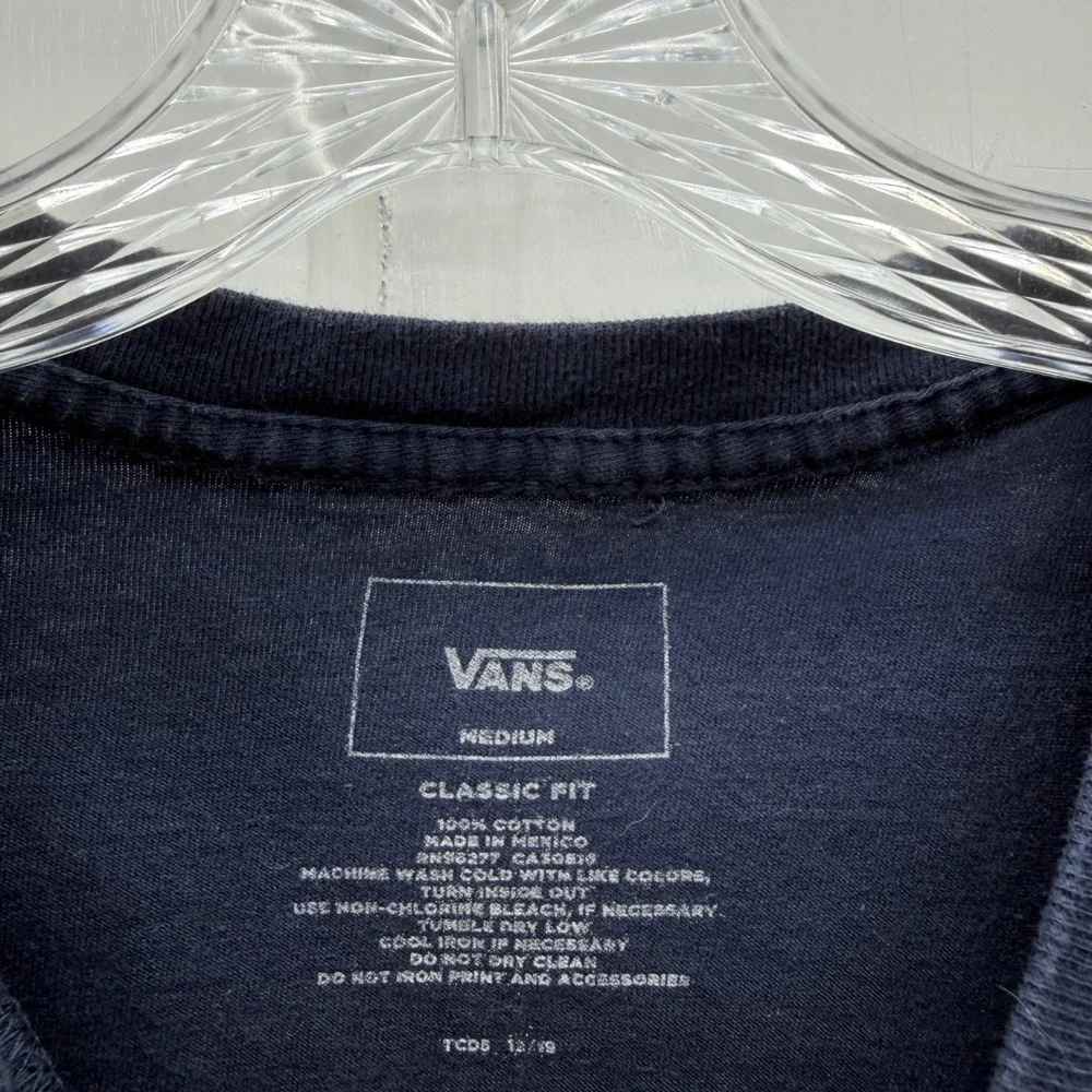 Vans Ron Jon Surf Shop Mens Medium Classic Fit Long Sleeve Navy Shark Shirt